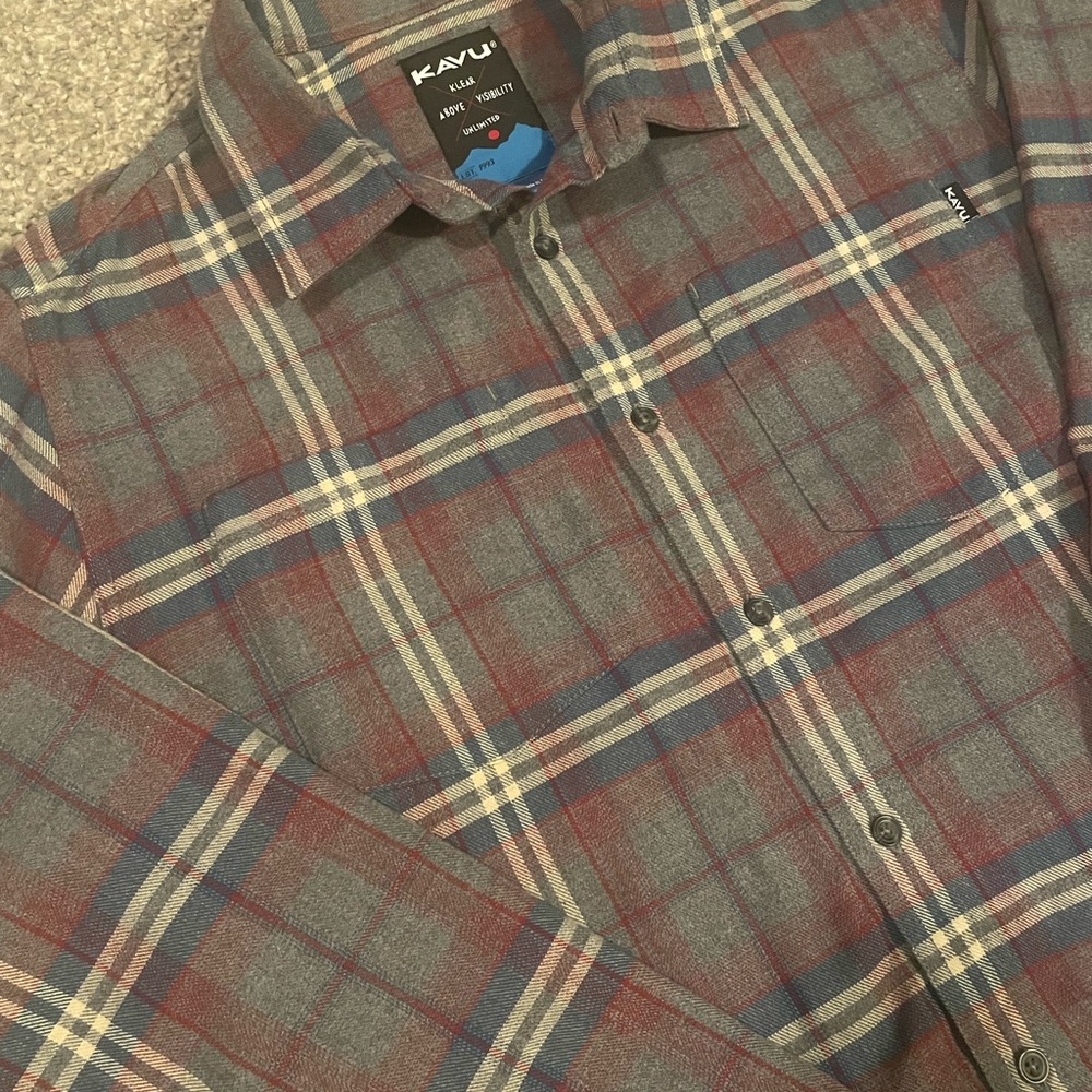 Kavu Men's Casual Plaid Shirt - Red, Blue, and Cream